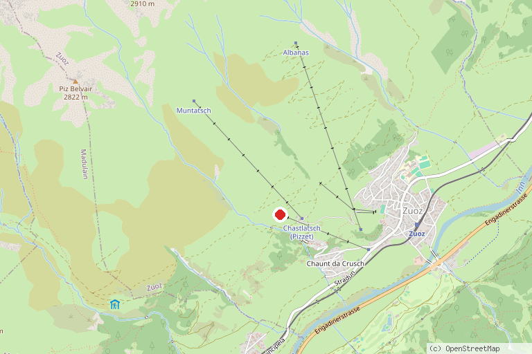 Karte mit der Lage von Skigebiet Zuoz