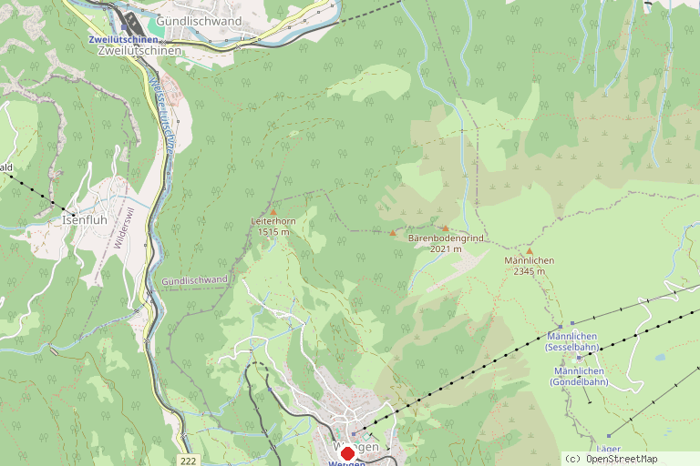 Karte mit der Lage von Wengen