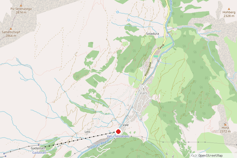 Karte mit der Lage von Skigebiet Vals