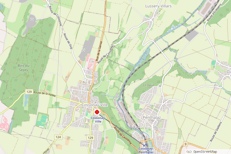 Karte mit der Lage von Funiculaire de Cossonay