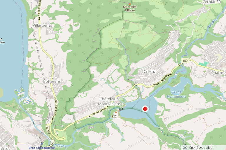 Karte mit der Lage von Lac de Montsalvens