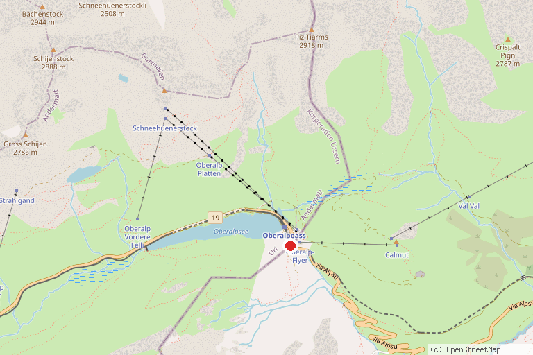 Karte mit der Lage von Oberalppass
