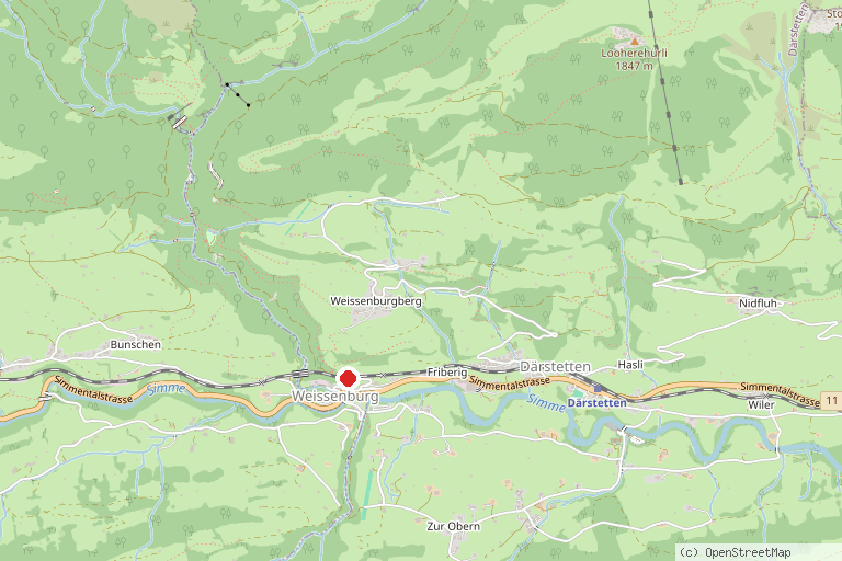 Karte mit der Lage von Weissenburgbad im Simmental