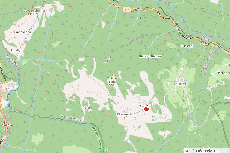 Karte mit der Lage von Skilift Obermutten