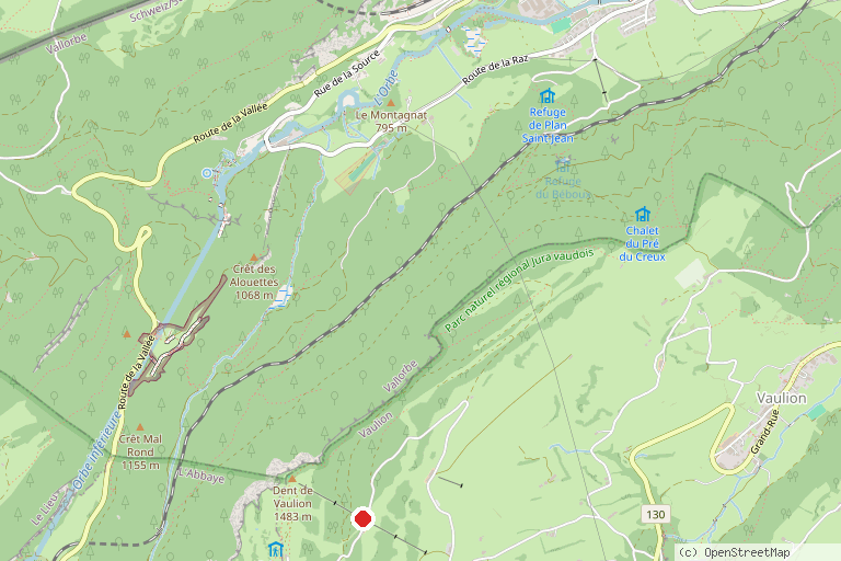 Karte mit der Lage von Téléskis de la Dent de Vaulion