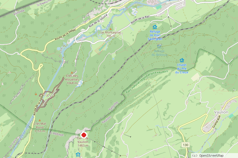Karte mit der Lage von Dent de Vaulion