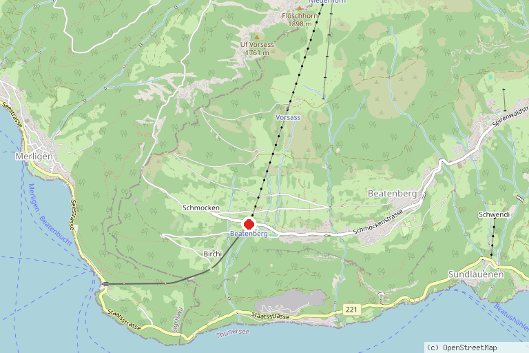 Karte mit der Lage von Skigebiet Beatenberg–Niederhorn