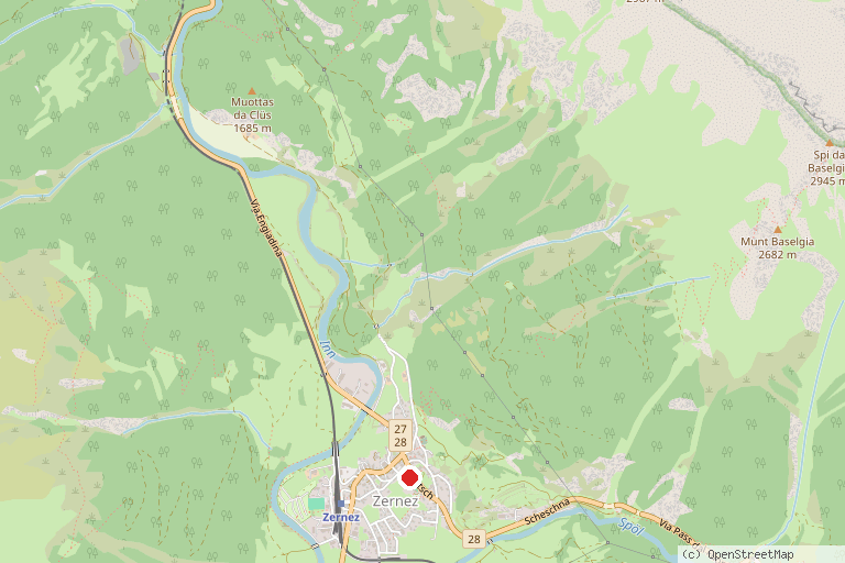 Karte mit der Lage von Nationalparkzentrum Zernez