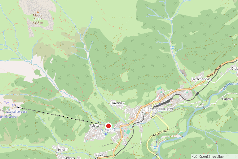 Karte mit der Lage von Skigebiet Disentis 3000