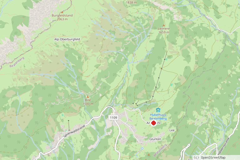 Karte mit der Lage von Gleitschirm-Startplatz Amisbühl, Beatenberg