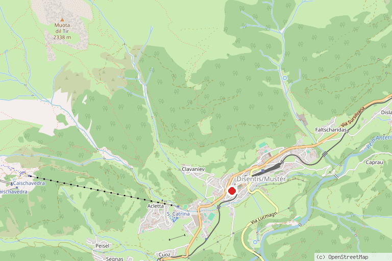 Karte mit der Lage von Kloster Disentis
