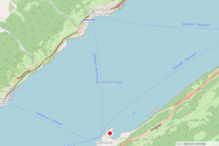 Karte mit der Lage von Bootsvermietung Abegglen Werft Iseltwald