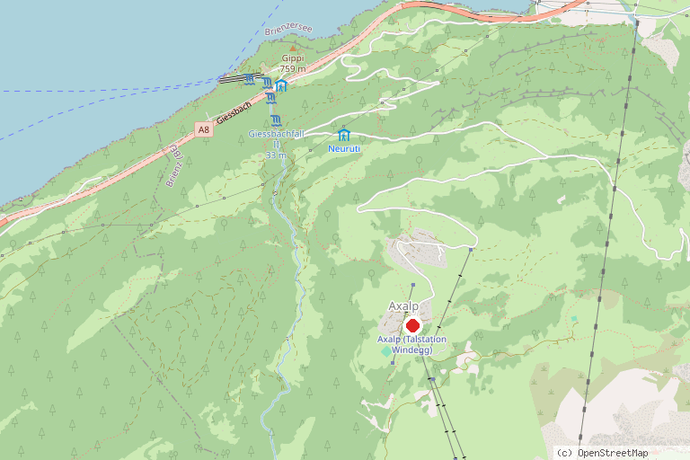 Karte mit der Lage von Skigebiet Axalp