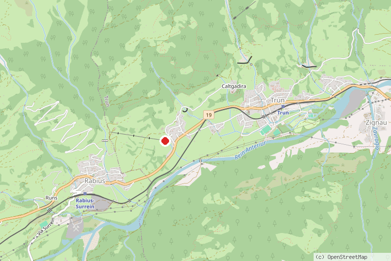 Karte mit der Lage von Skilift Runal Péra Trun