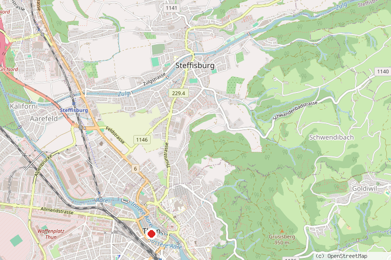 Karte mit der Lage von Aare-Böötlen Thun–Bern