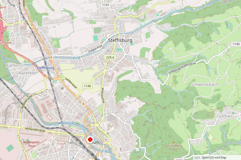 Karte mit der Lage von Wochenmarkt Thun im Bälliz