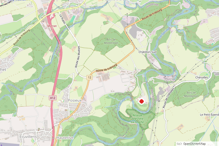 Karte mit der Lage von Abbaye d'Hauterive