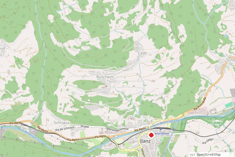 Karte mit der Lage von Ilanz
