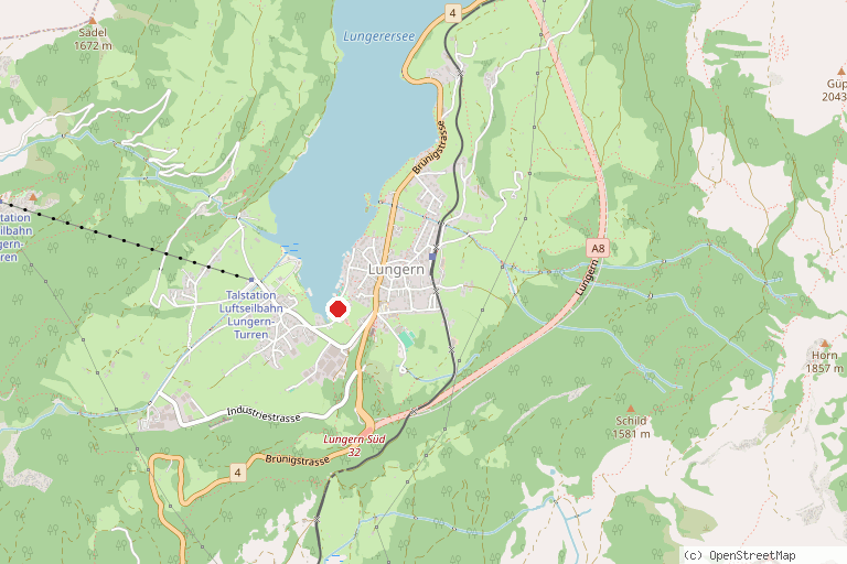 Karte mit der Lage von Bootsverleih Seebad Lungern