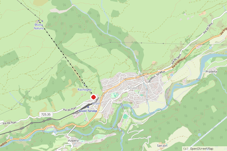 Karte mit der Lage von Skigebiet Scuol Motta Naluns