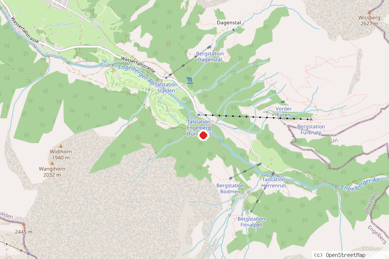 Karte mit der Lage von Seilpark Engelberg