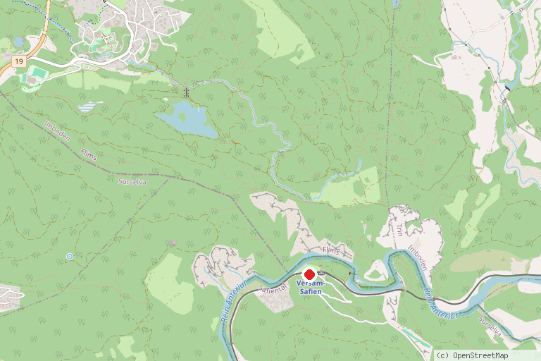 Karte mit der Lage von River-Rafting Vorderrhein durch die Rheinschlucht