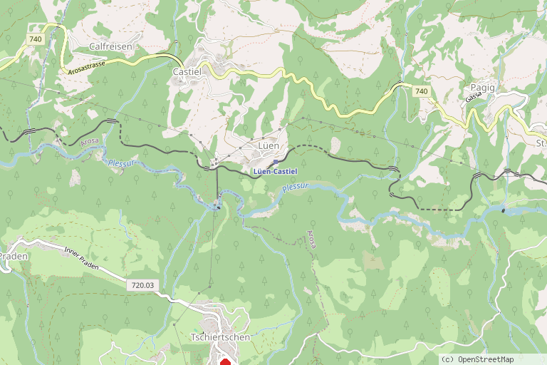Karte mit der Lage von Skigebiet Tschiertschen