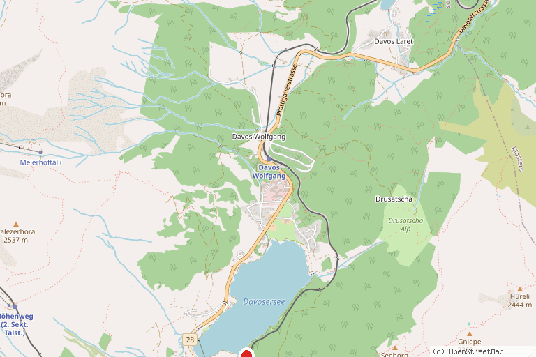 Karte mit der Lage von Strandbad Davosersee