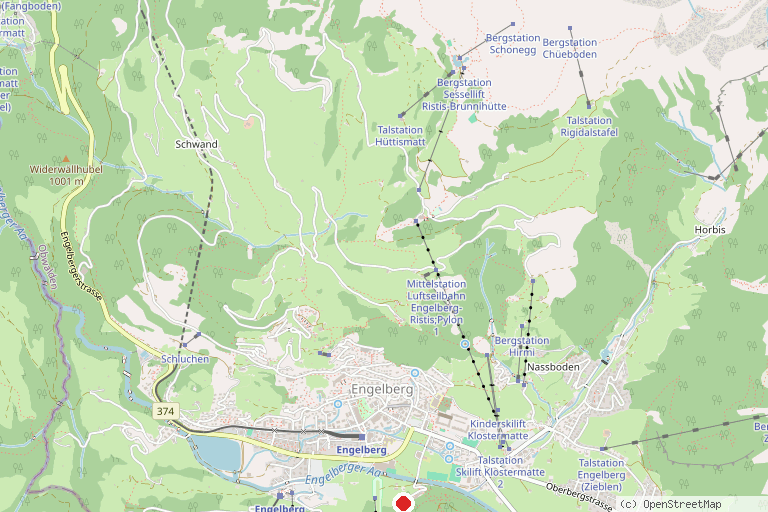Karte mit der Lage von Zurich vitaparcours Engelberg