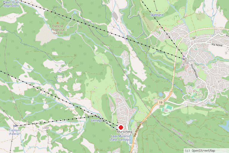 Karte mit der Lage von Skigebiet Flims Laax Falera