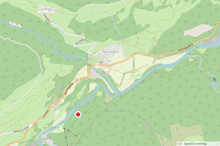 Karte mit der Lage von Seilpark Engadin