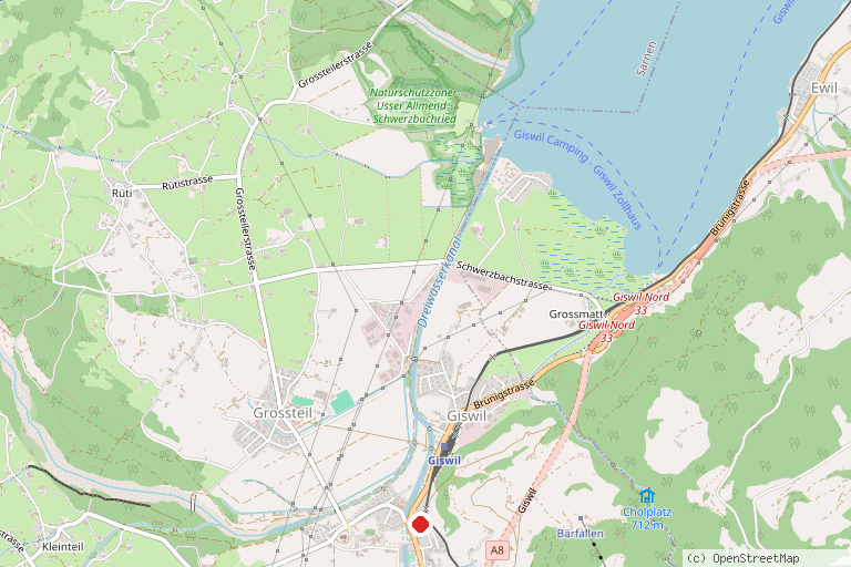 Karte mit der Lage von Burgruine Rudenz