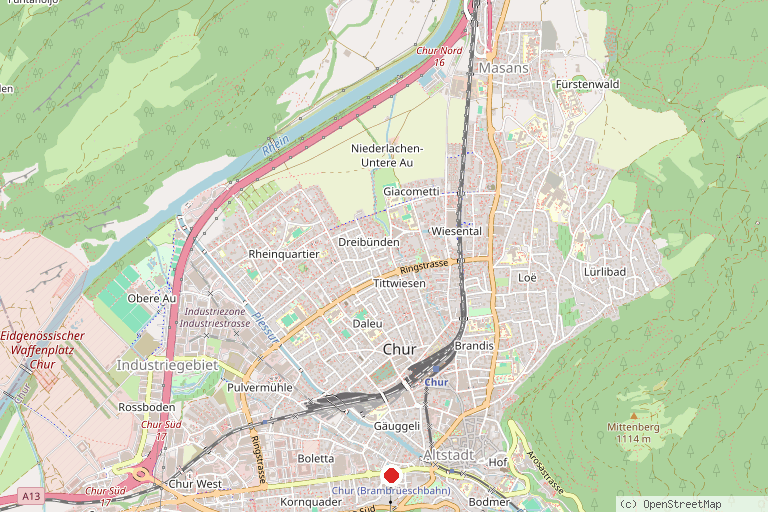 Karte mit der Lage von Alpenbikepark Chur