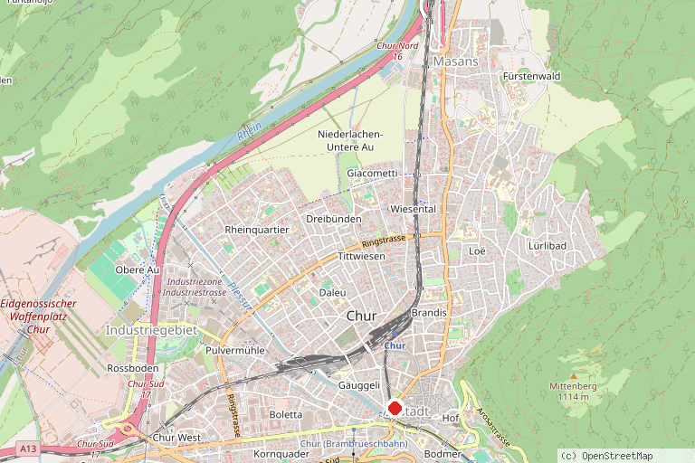 Karte mit der Lage von AdventureRooms Chur