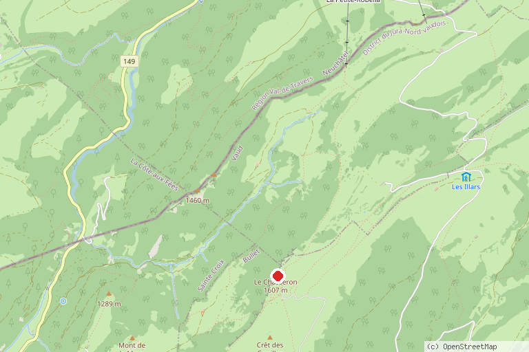 Karte mit der Lage von Chasseron