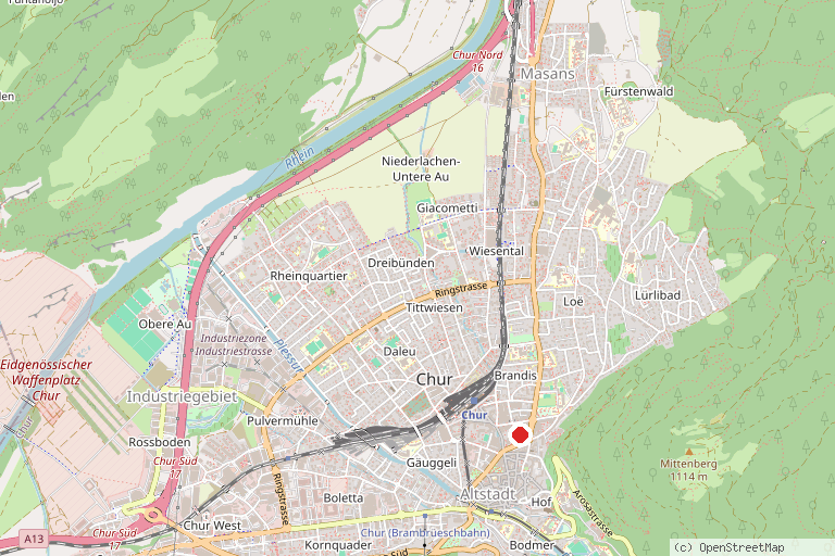 Karte mit der Lage von Theater Chur
