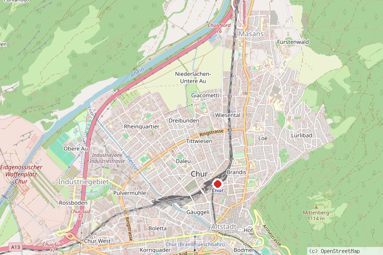 Karte mit der Lage von Digitaler Stadtrundgang Chur