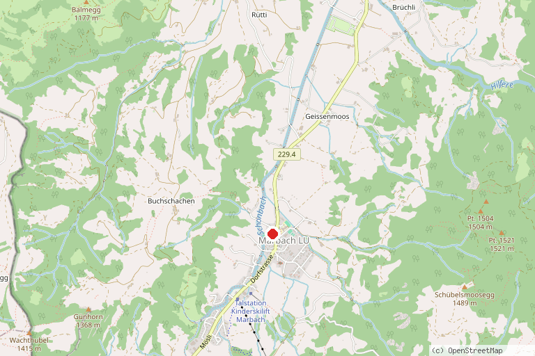 Karte mit der Lage von Bergkäserei Marbach