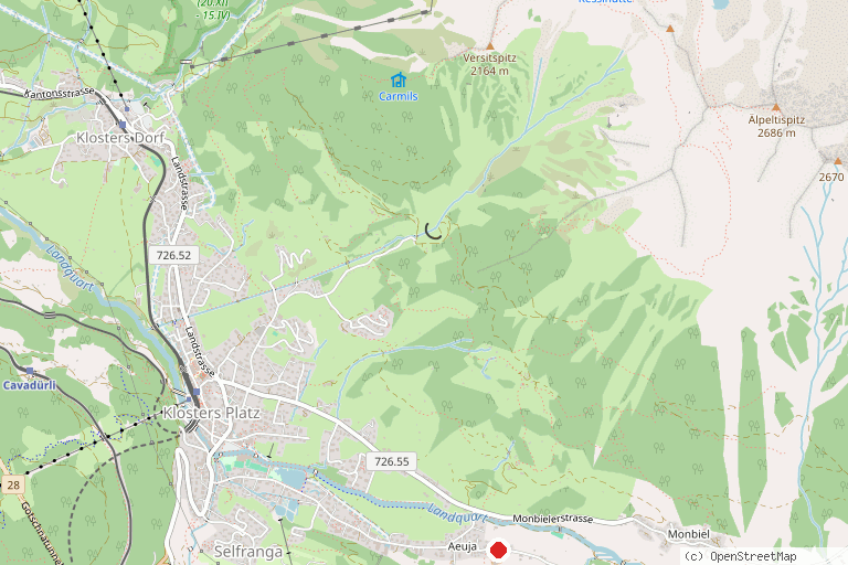 Karte mit der Lage von Zwergenweg Klosters