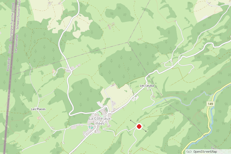 Karte mit der Lage von Téléski de La Côte-aux-Fées