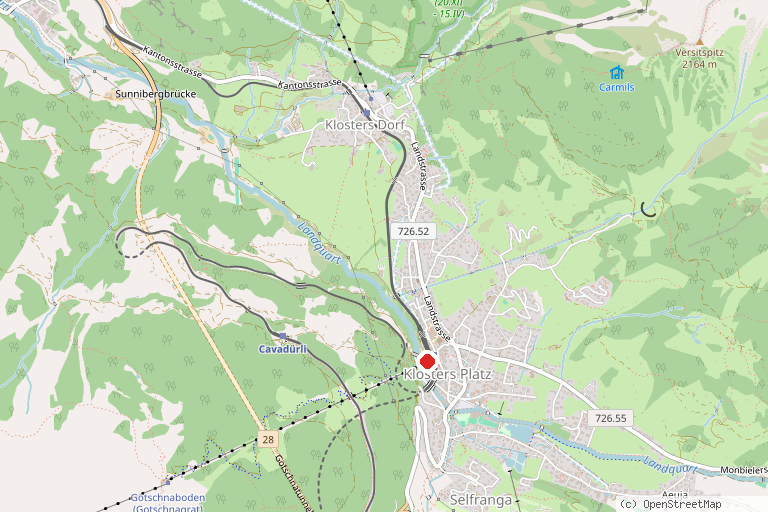 Karte mit der Lage von Gotschnabahn Klosters