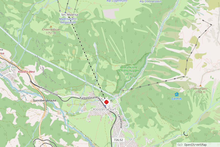 Karte mit der Lage von Skigebiet Madrisa Klosters