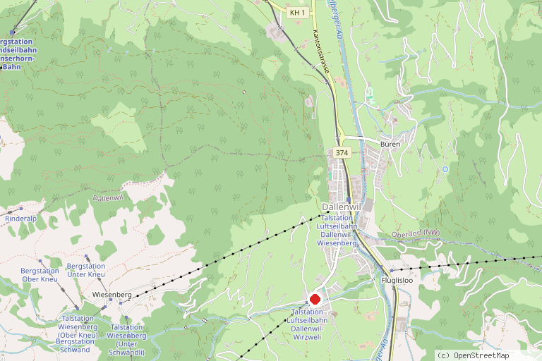 Karte mit der Lage von Skigebiet Wirzweli