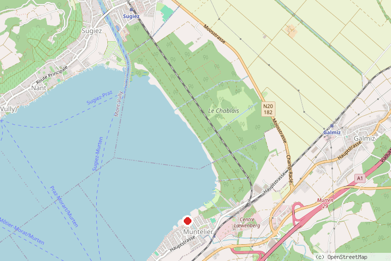 Karte mit der Lage von Badeplatz Muntelier Plage