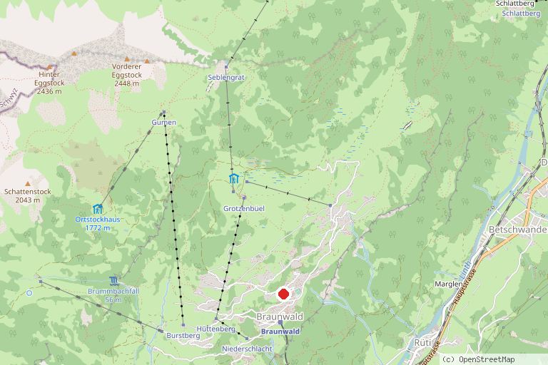 Karte mit der Lage von Braunwald