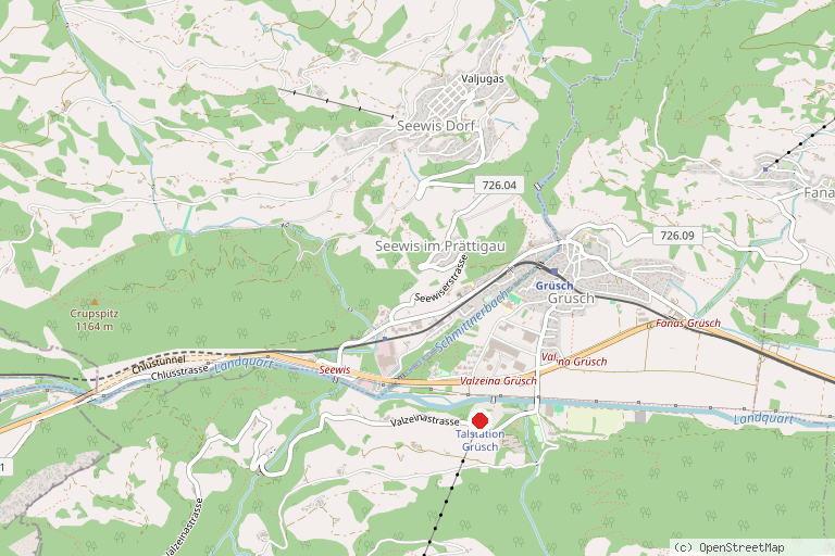 Karte mit der Lage von Skigebiet Grüsch Danusa