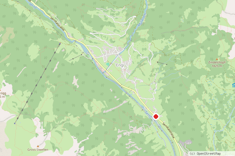 Karte mit der Lage von Landesplattenberg Engi