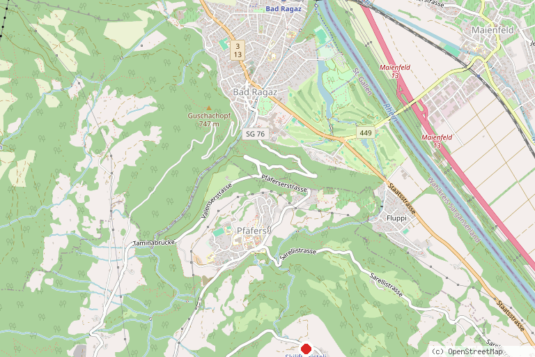 Karte mit der Lage von Skilift Tristeli St. Margrethenberg