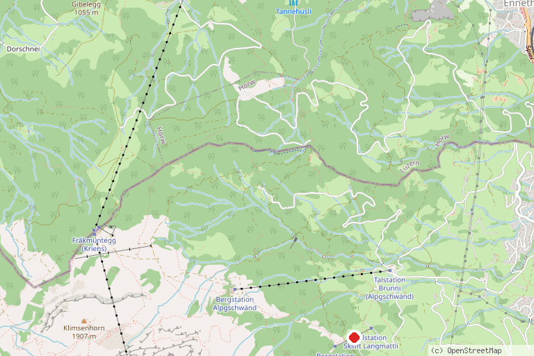Karte mit der Lage von Skilift Langmattli Hergiswil
