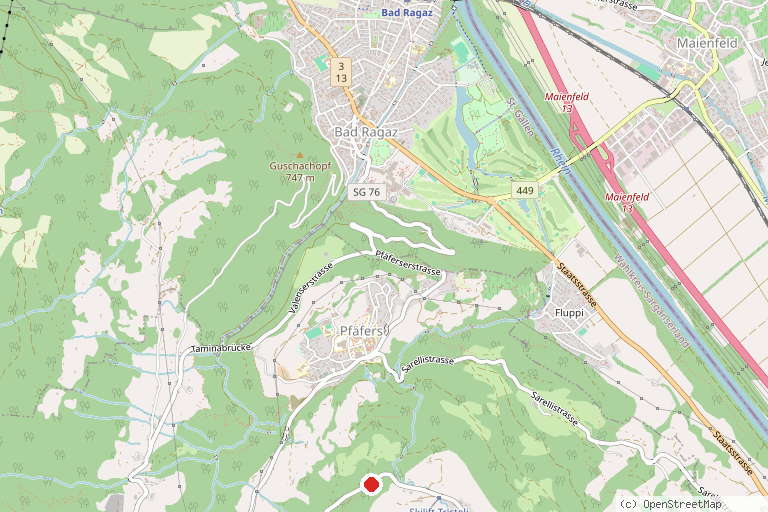 Karte mit der Lage von Festung Furggels
